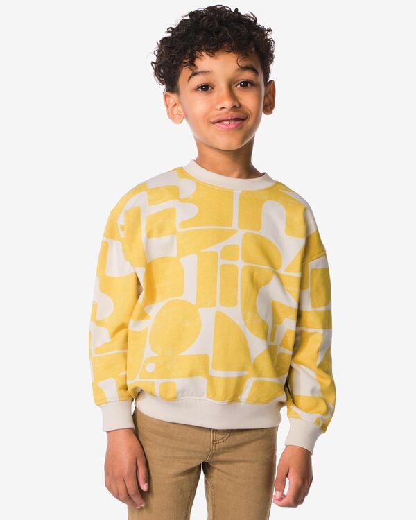 kindertrui sweatstof abstract mosterdgeel