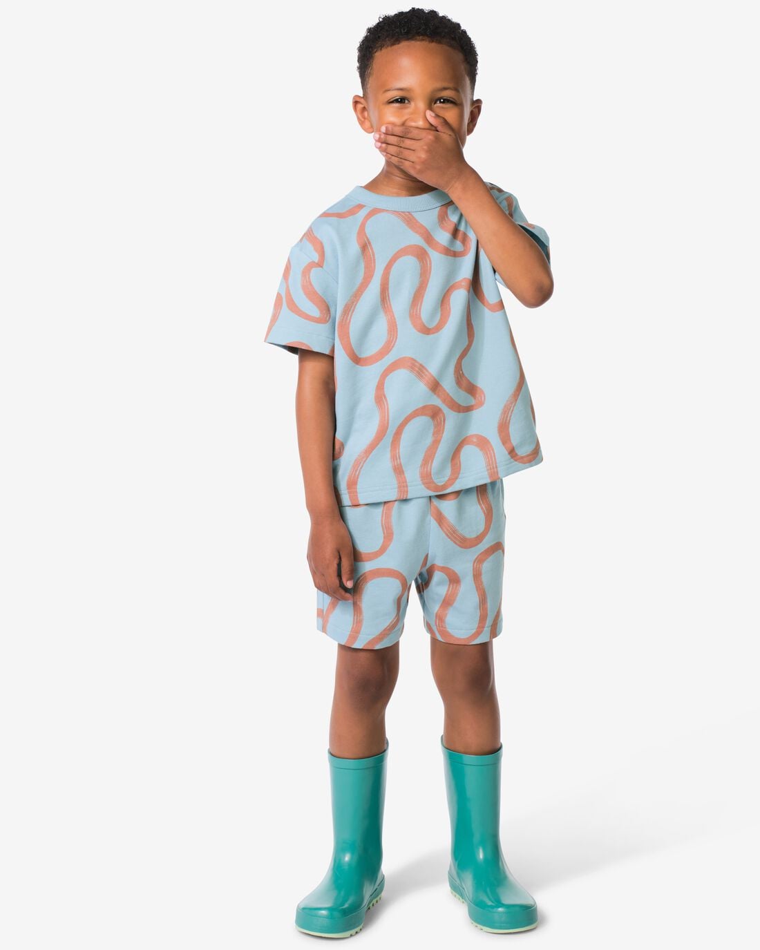 HEMA Kinderkledingset abstract blauw (blauw); representatief categoriebeeld