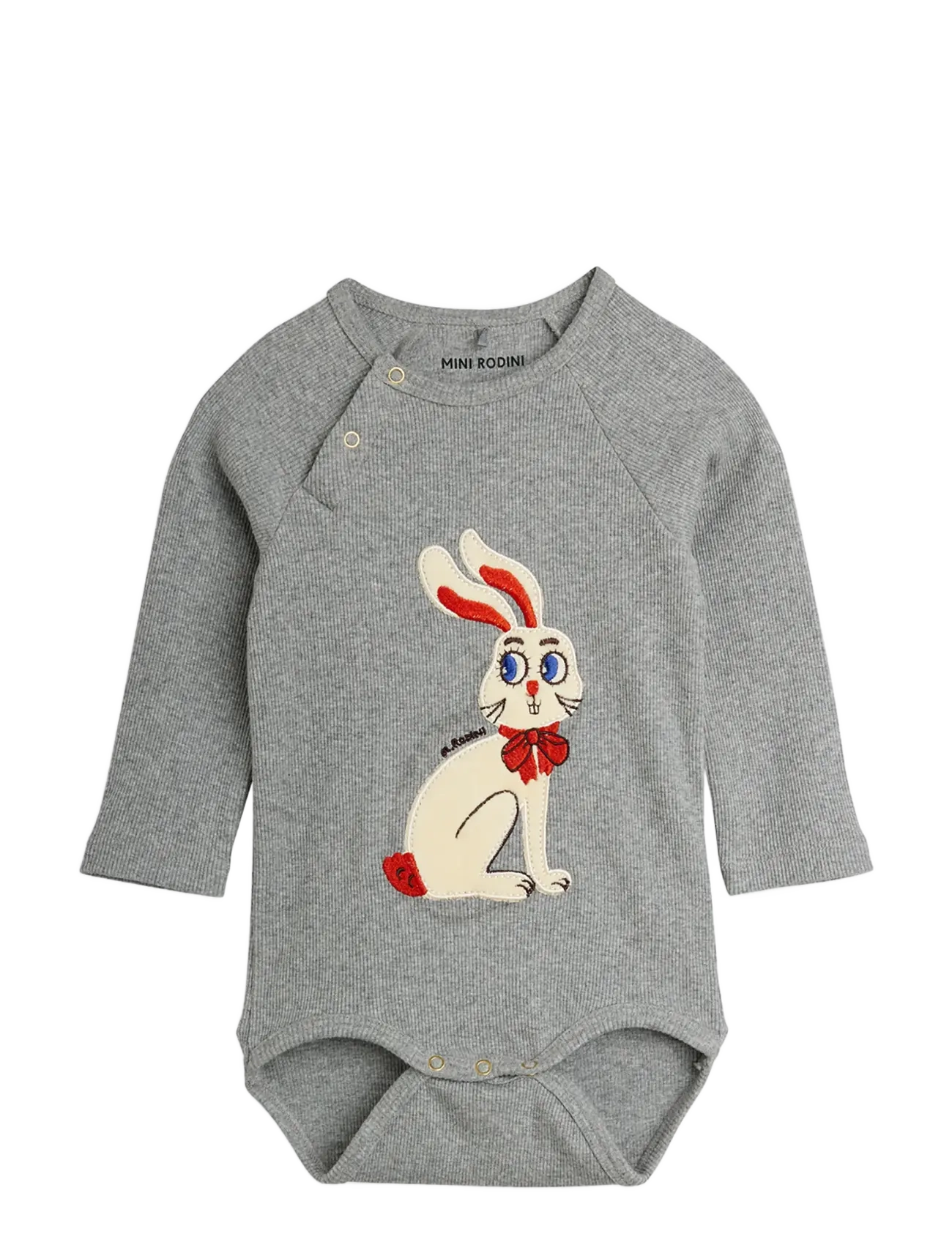 Mini Rodini Rabbit Application-romper met drukknoopsluiting