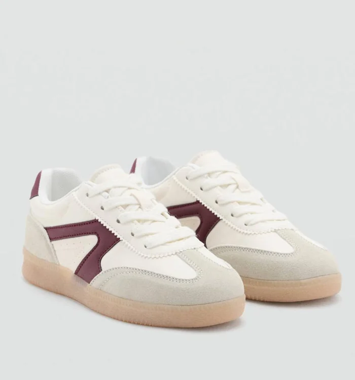 Witte Mango-kindersneakers met bordeauxrode details